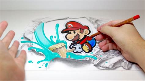Spectacular Anamorphic Illusion Drawing 1 Paper Mario From Paper