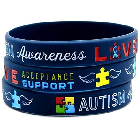 1pc Medical Alert Autism Awareness Rainbow Silicone Rubber Bracelet
