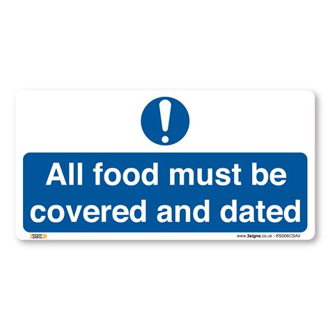 200x100mm All Food Must Be Covered And Dated Kitchen Sign