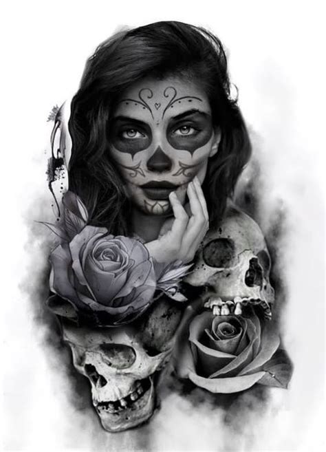 Best Sugar Skull Tattoo Designs With Meanings Día de los Muertos Sugar Skull Mädchen