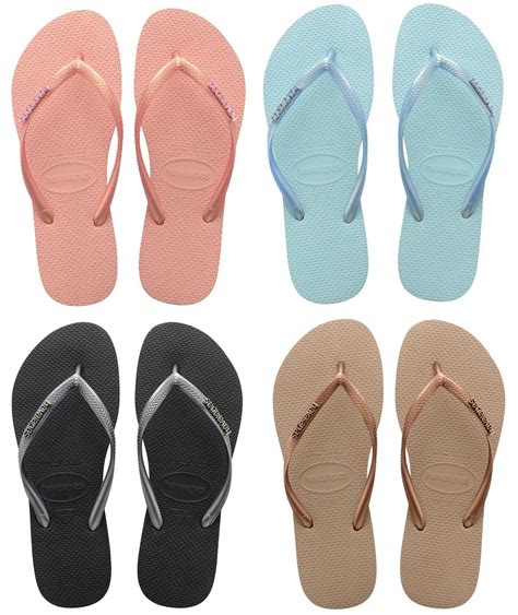havaianas brazil women flip flops vary colors slim metallic logo sandal all size ebay