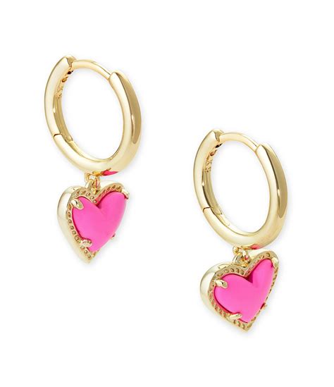 kendra scott ari heart gold huggie earrings magenta magnesite
