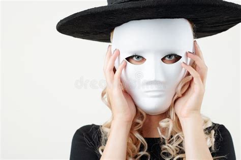 Young Witch Hiding Behind Mask Stock Photo Image Of Clothing Costume