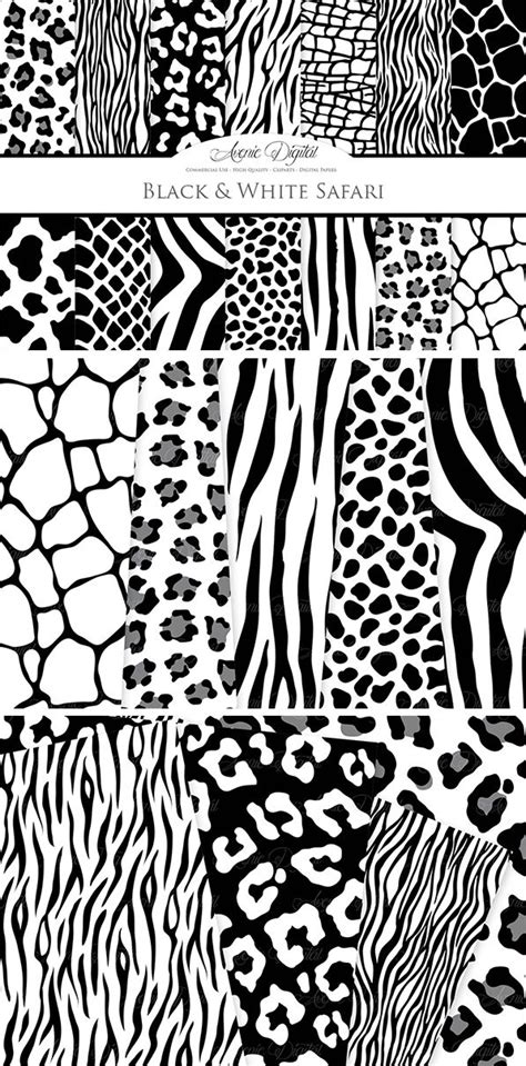 Black Animal Print Vector Patterns Black And White Safari Seamless