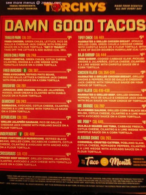 Menu At Torchys Tacos Restaurant Richardson