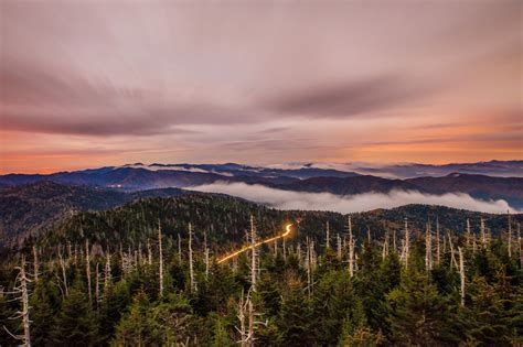 Sunrise From Clingmans Dome In Great Smoky Mountains National Park