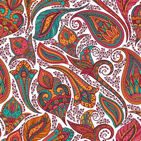Indian Paisley Seamless Pattern Vector Material 02 Free Download