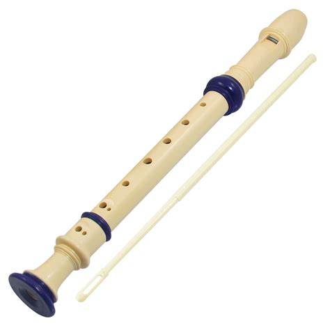 Plastic 8 Holes Soprano Recorder Flute Beige Blue Cleaning Stick Dt Ebay