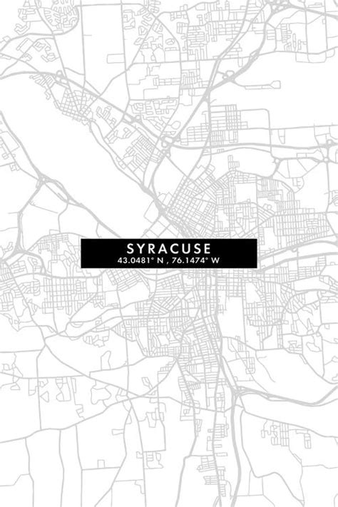 Syracuse New York City Map Minimal Styl Art Print Walldecoraddict