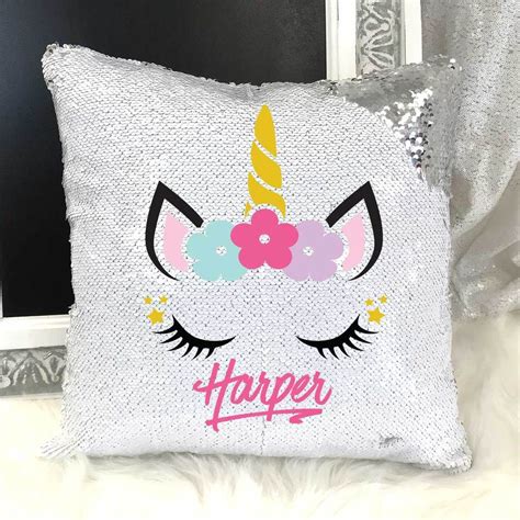 Personalized Unicorn Reversible Sequin Flip Pillow 6 Designs And