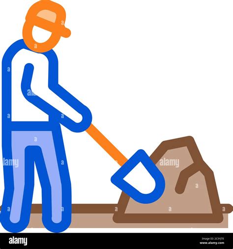 Worker Digging Icon Vector Outline Illustration Stock Vector Image