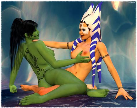Rule 34 2girls 3d Ashara Zavros Ass Black Hair Ethakar Giuletta Green Skin Groping Breasts