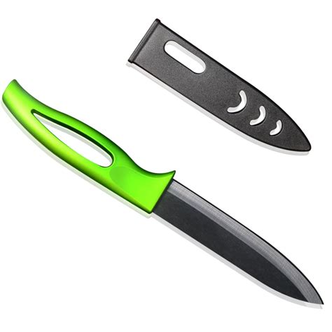 Zemen Ceramic Knife Abs Tpr Green Handle 5 Inch Slicing Fruit Knife