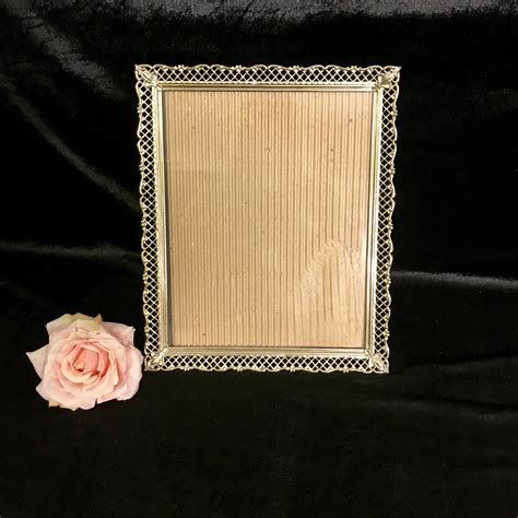 Gold Filigree 8x10 Photo Frame Gold Brass Table Top Easel Etsy 8x10
