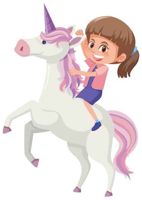 A Girl Riding Unicorn 605366 Vector Art At Vecteezy