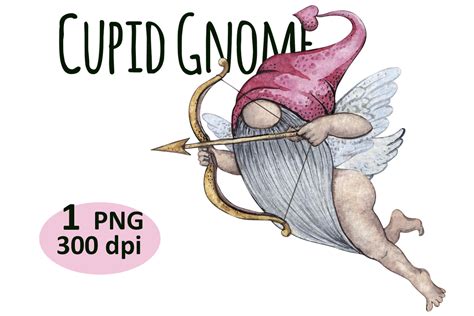 Valentines Cupid Gnome Sublimation Png Grafik Von WatercolorWine