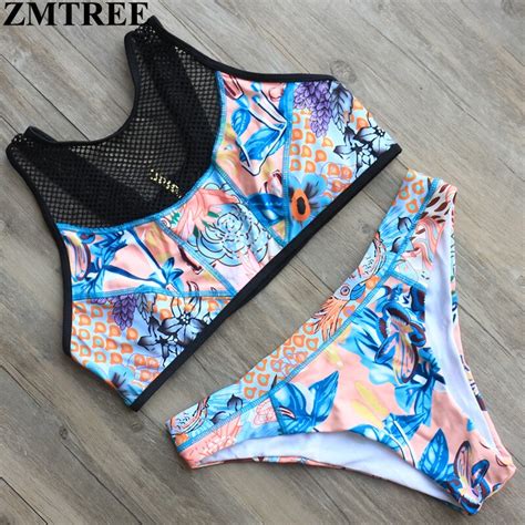 Zmtree 2017 New High Neck Bikini Sexy Women Bikini Set Mesh Swimwear