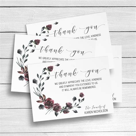 Sympathy Acknowledgement Cards Funeral Thank You Notes Personalized