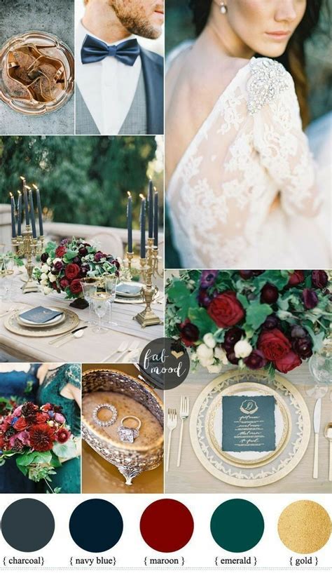 Emerald Navy Maroon Charcoal And Gold Fall Wedding Color Schemes