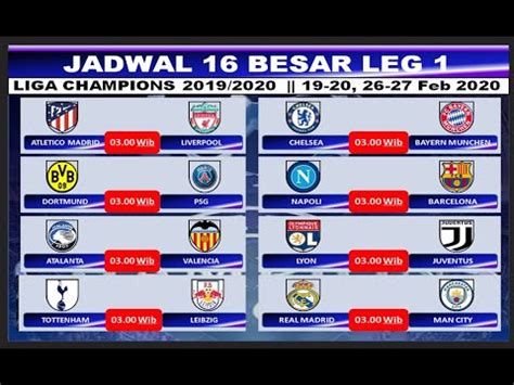 Jadwal liga champion akan selalu melakukan update setiap kali laga pertandingan sepakbola akan diberlangsungkan. Jadwal 16 Besar Liga Champion 2020 / Jadwal Leg 1 Babak 16 ...