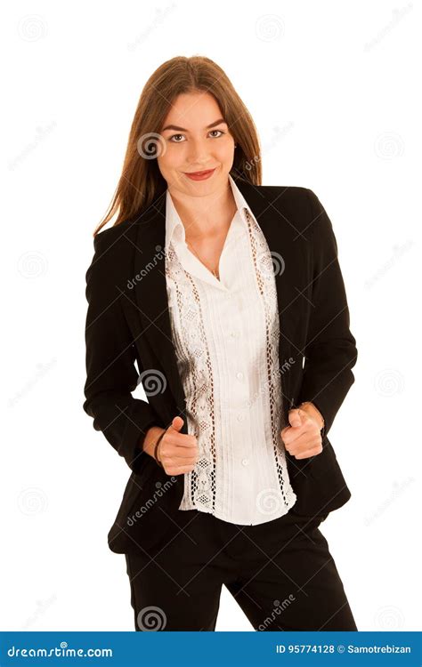 Attractive Young Business Woman Corporative Portrait Isolated Stock