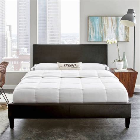 premier zurich faux leather queen black upholstered platform bed frame with bonus base wooden