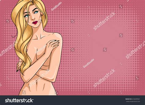 Beautiful Nude Woman Comics Style Girl Vetor Stock Livre De Direitos