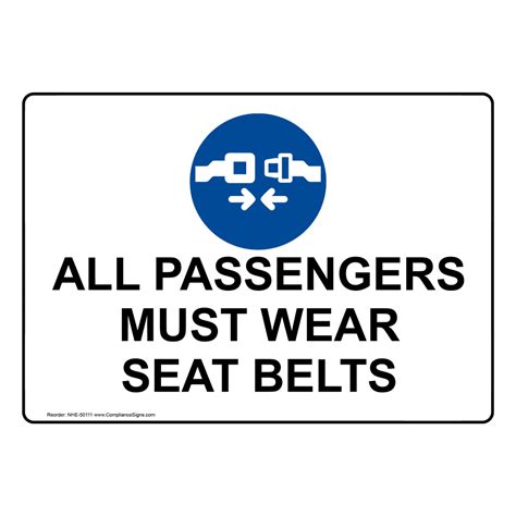 all passengers must wear seat belts sign with symbol nhe 50111