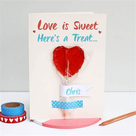 Personalised Love Is Sweet Lollipop Valentines Card By Martha Brook