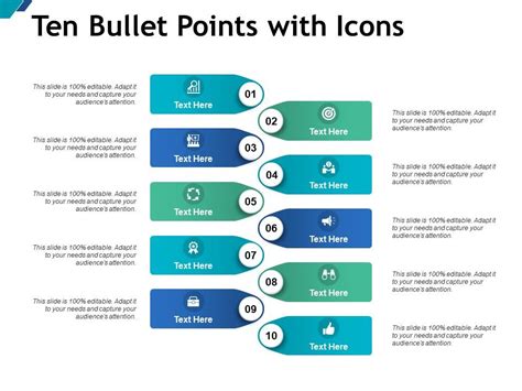 Ten Bullet Points With Icons Powerpoint Slide Presentation Sample