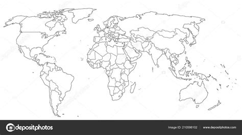 Contorno De Colores Blanco Y Negro Mapa De Mundo — Vector De Stock