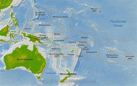 Karte Von Ozeanien Freeworldmaps Net