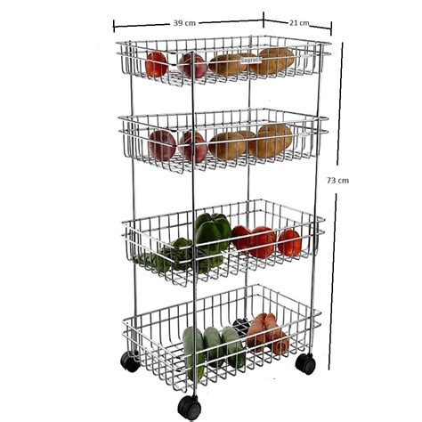 4 Layer Stainless Steel Fruit And Vegetable Storage Stand Basket