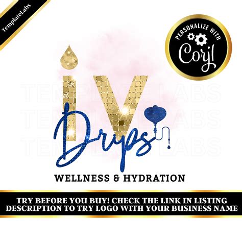 Iv Hydration Logo Diy Logo Design Iv Drip Logo Iv Therapy Etsy