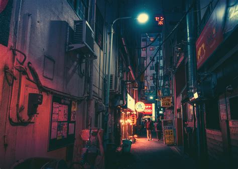 Wallpaper Japan Street Night Neon Road Evening Infrastructure Light Color Alley