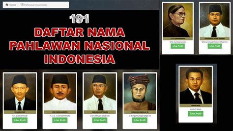 Website Mengenal 191 Daftar Nama Pahlawan Nasional Indonesia Youtube