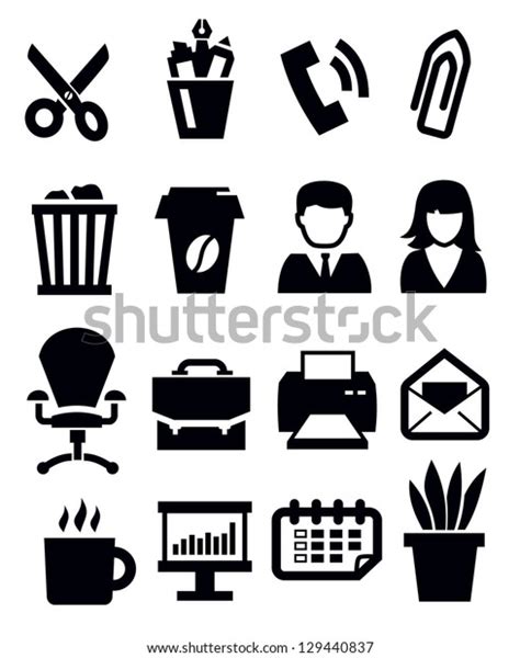 Vector Black Office Icon Set On Stock Vector Royalty Free 129440837