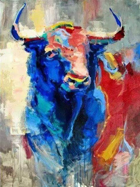 40 Best Colorful Paintings Of Animals Bored Art Bull Painting Cow