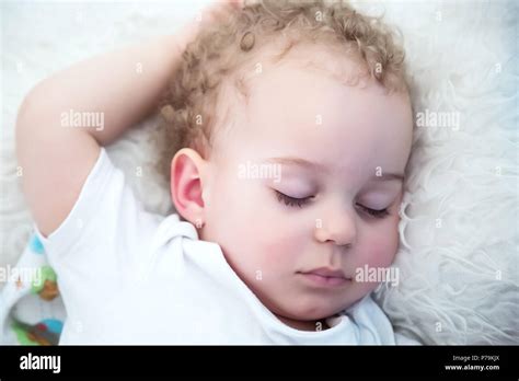 Sleeping Baby Boy Close Up Portrait Of A Beautiful Sleeping Baby Boy
