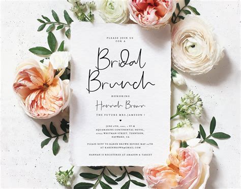 Elegant Bridal Brunch Invitation Easy To Use Self Edit Edit And