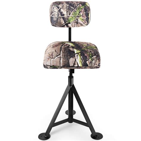 Swivel Hunting Chair Tripod Blind Stool With Detachable Backrest Costway