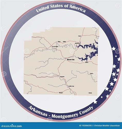 Map Of Montgomery County In Arkansas Stock Vector Illustration Of