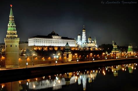 Wallpaper Temple City Cityscape Night Water Moscow Reflection