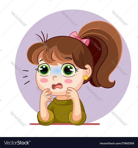 Cartoon Scared Girl Face Emotion Royalty Free Vector Image