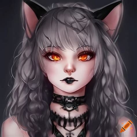 Anime Artwork Of A Cute Gothic Cat Girl On Craiyon