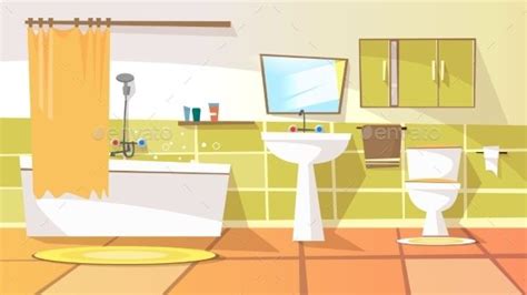 Vector Cartoon Bathroom Interior Background Bathroom Interior