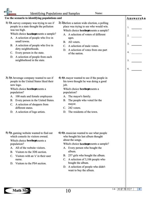 Populations And Samples 7th Grade Worksheets Pdf Answer Key
