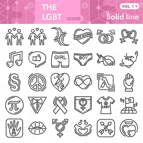 lgbt line icon set gender symbols collection or sketches free gay and lesbian love signs for