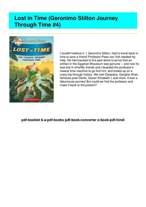 Book Lost In Time Geronimo Stilton Journey Through Time 4 Full