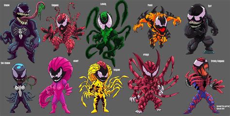 Chibi Symbiotes By Hellraptorstudios On Deviantart Spiderman Art